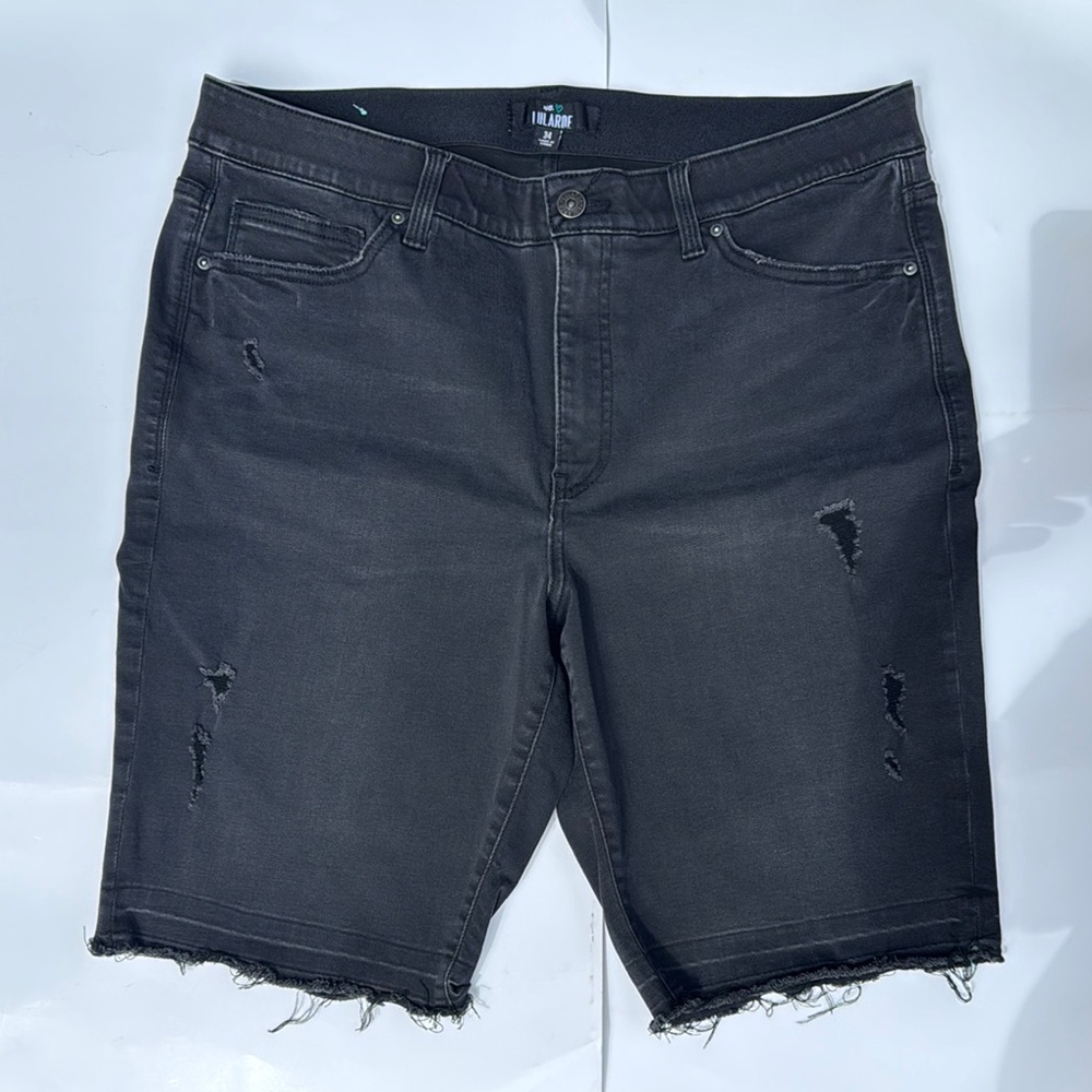 LulaRoe Black Distressed Denim Bermuda Shorts – Size 34